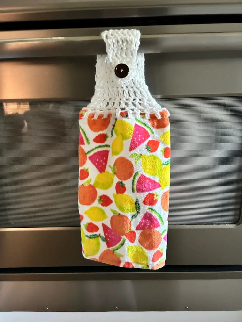 Hand Crafted Colorful Pink Watermelon Hanging Hand Towels Crochet Top